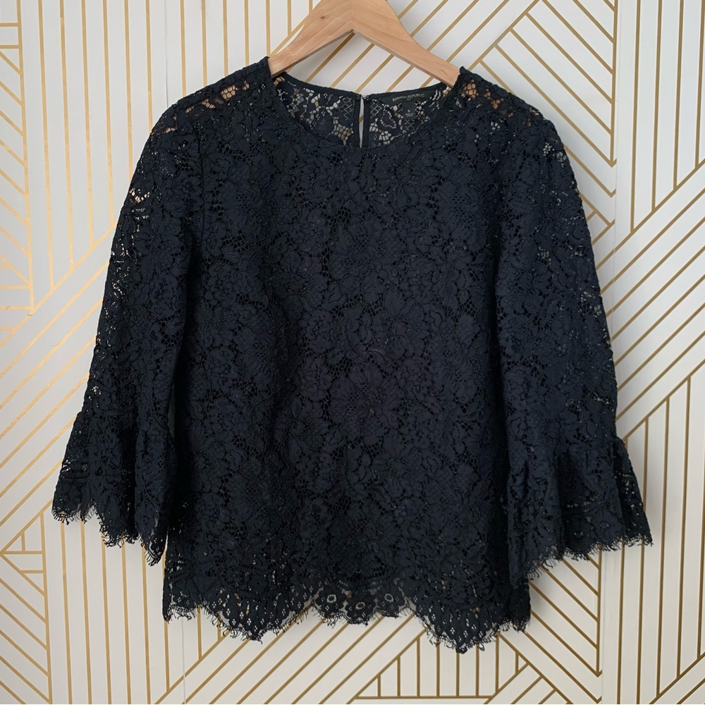 Banana Republic cotton Lace Semisheer Flare Bell Sleeve Whimsigoth romantic S